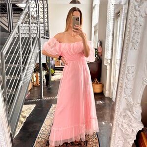 Vintage Pink Off-Shoulder Dress